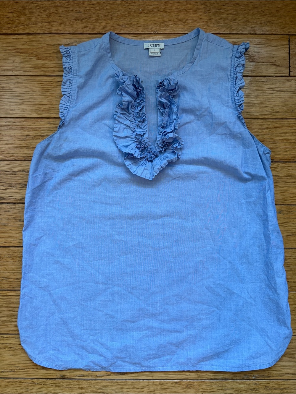 J. Crew size 2 Light Blue Ruffle Sleeveless blouse